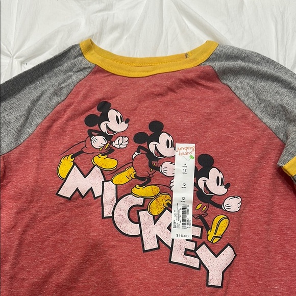 Disney Mickey Mouse Kids Raglan Shirt - Red and Gray - Picture 2 of 4